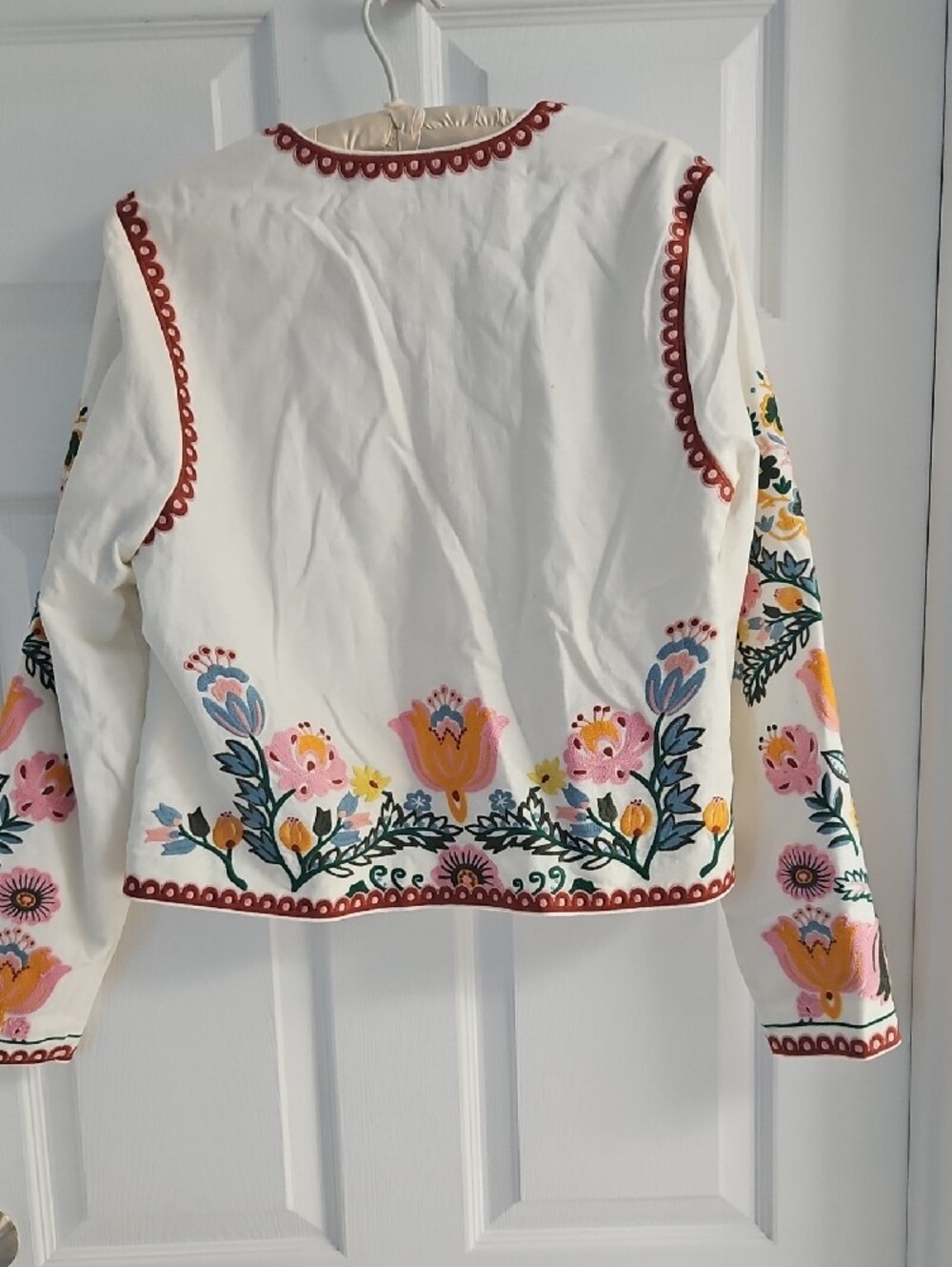 Boden Cream  Jacket with Multicolor Floral Embroidery - Picture 4 of 12